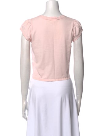 LoveShackFancy Graphic Print Scoop Neck Crop Top