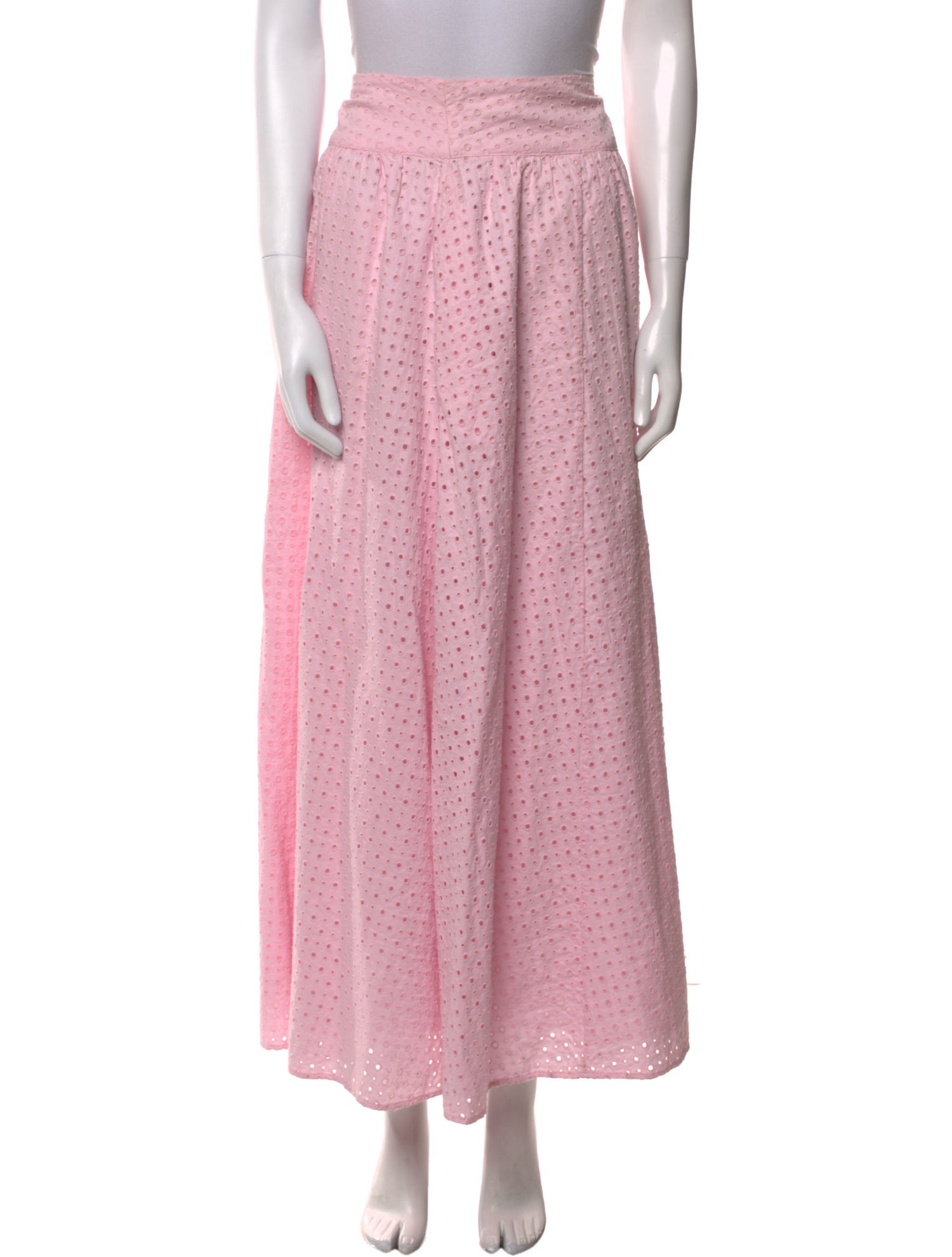 LoveShackFancy Eyelet Trim Midi Length Skirt