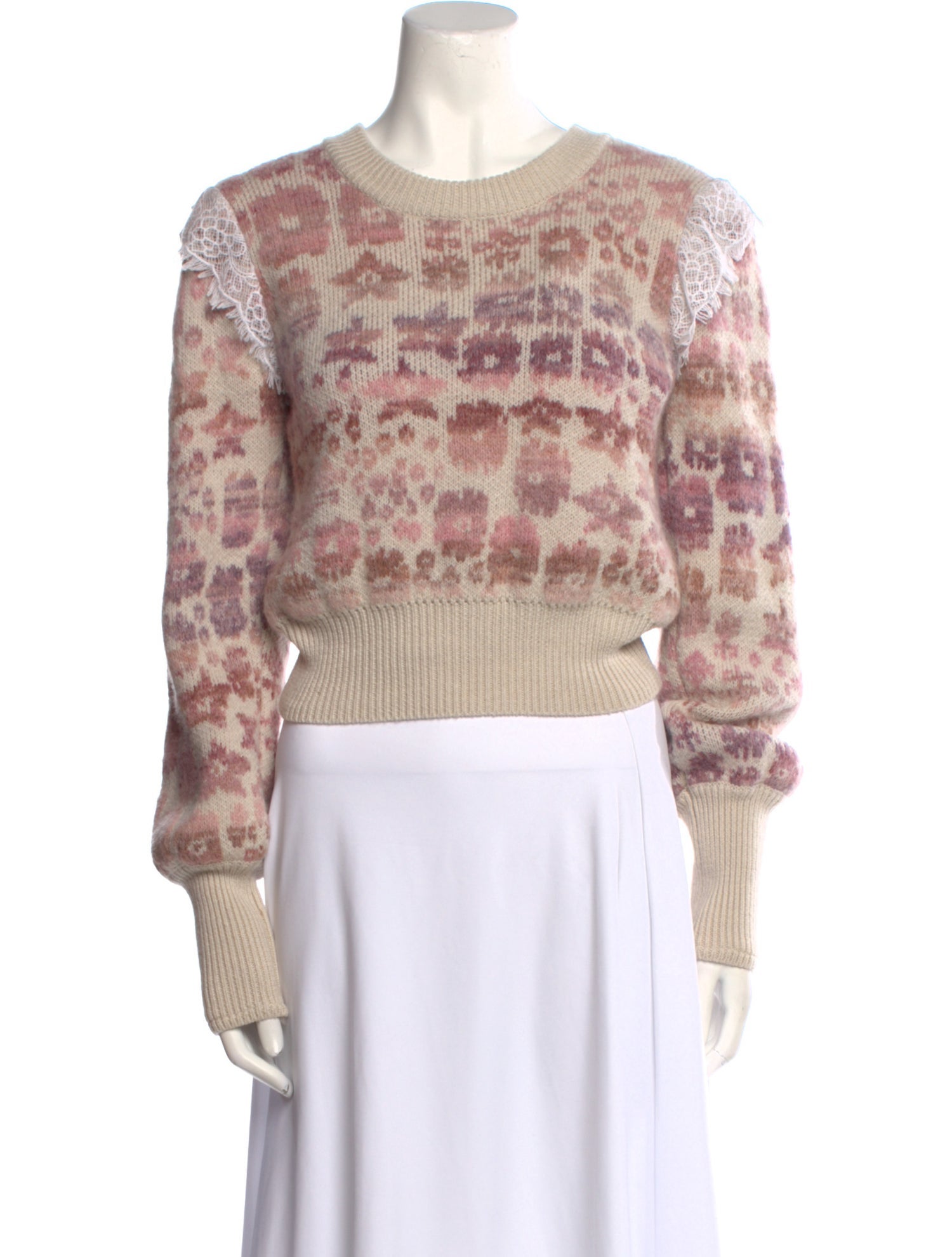 LoveShackFancy Printed Scoop Neck Sweater