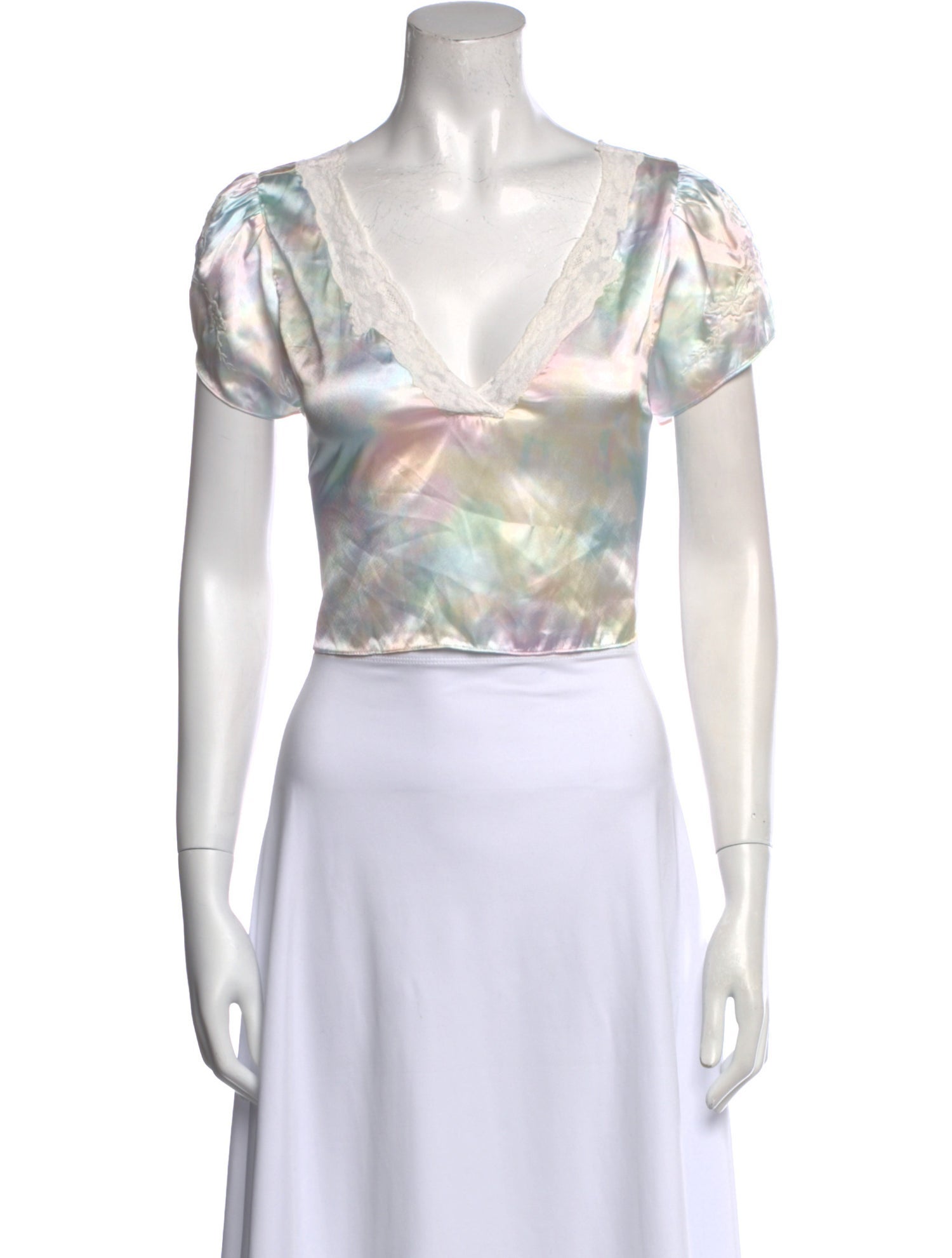 LoveShackFancy Printed V-Neck Crop Top