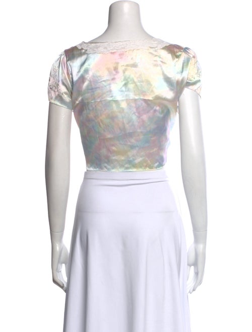 LoveShackFancy Printed V-Neck Crop Top