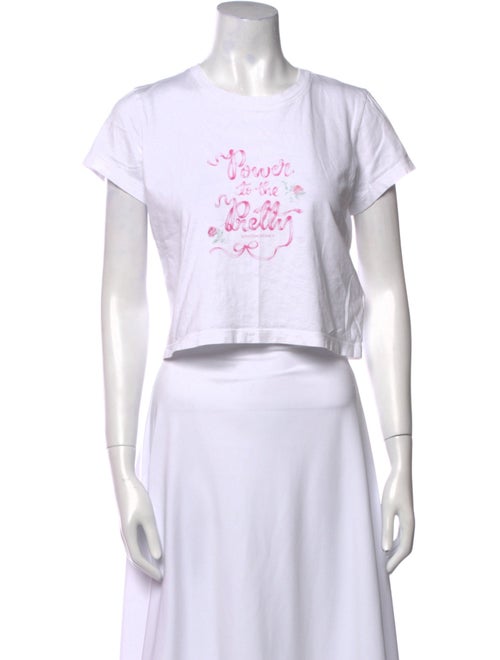 LoveShackFancy Graphic Print Crew Neck Crop Top