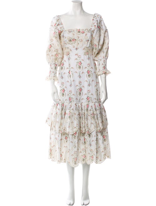 LoveShackFancy Floral Print Long Dress