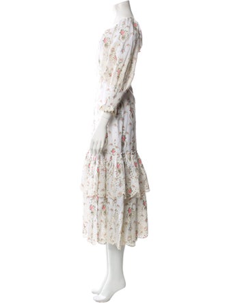 LoveShackFancy Floral Print Long Dress
