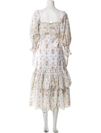 LoveShackFancy Floral Print Long Dress