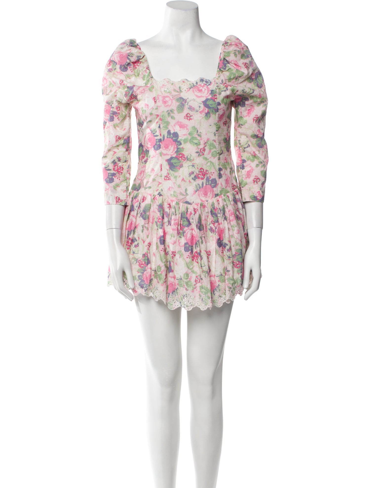 LoveShackFancy Floral Print Mini Dress