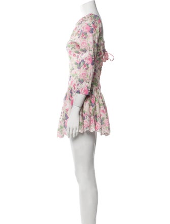 LoveShackFancy Floral Print Mini Dress