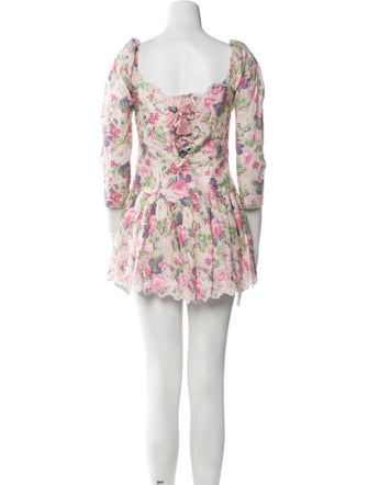 LoveShackFancy Floral Print Mini Dress