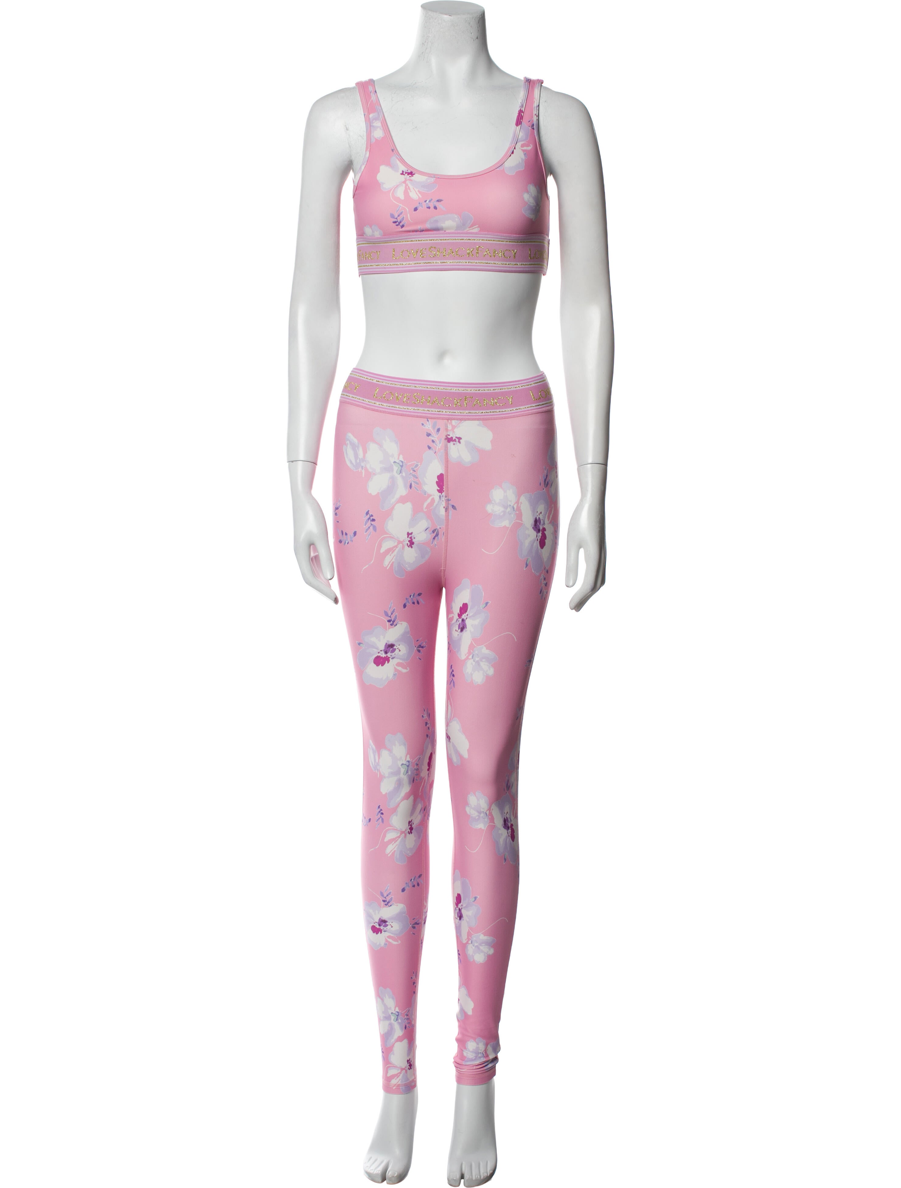 LoveShackFancy Floral Print Glitter Accents Pant Set
