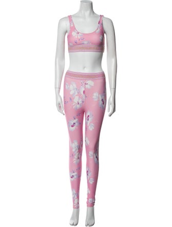 LoveShackFancy Floral Print Glitter Accents Pant Set