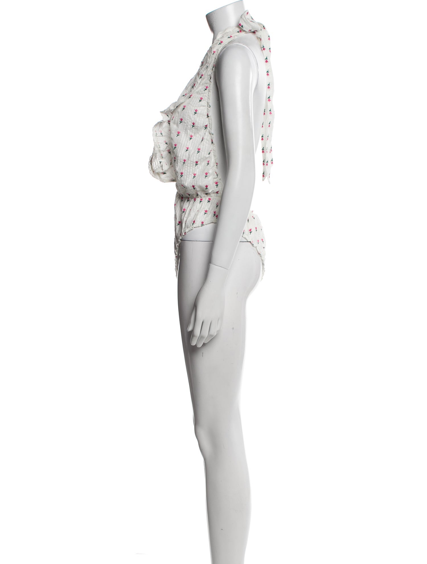 LoveShackFancy Floral Print V-Neck Bodysuit w/ Tags