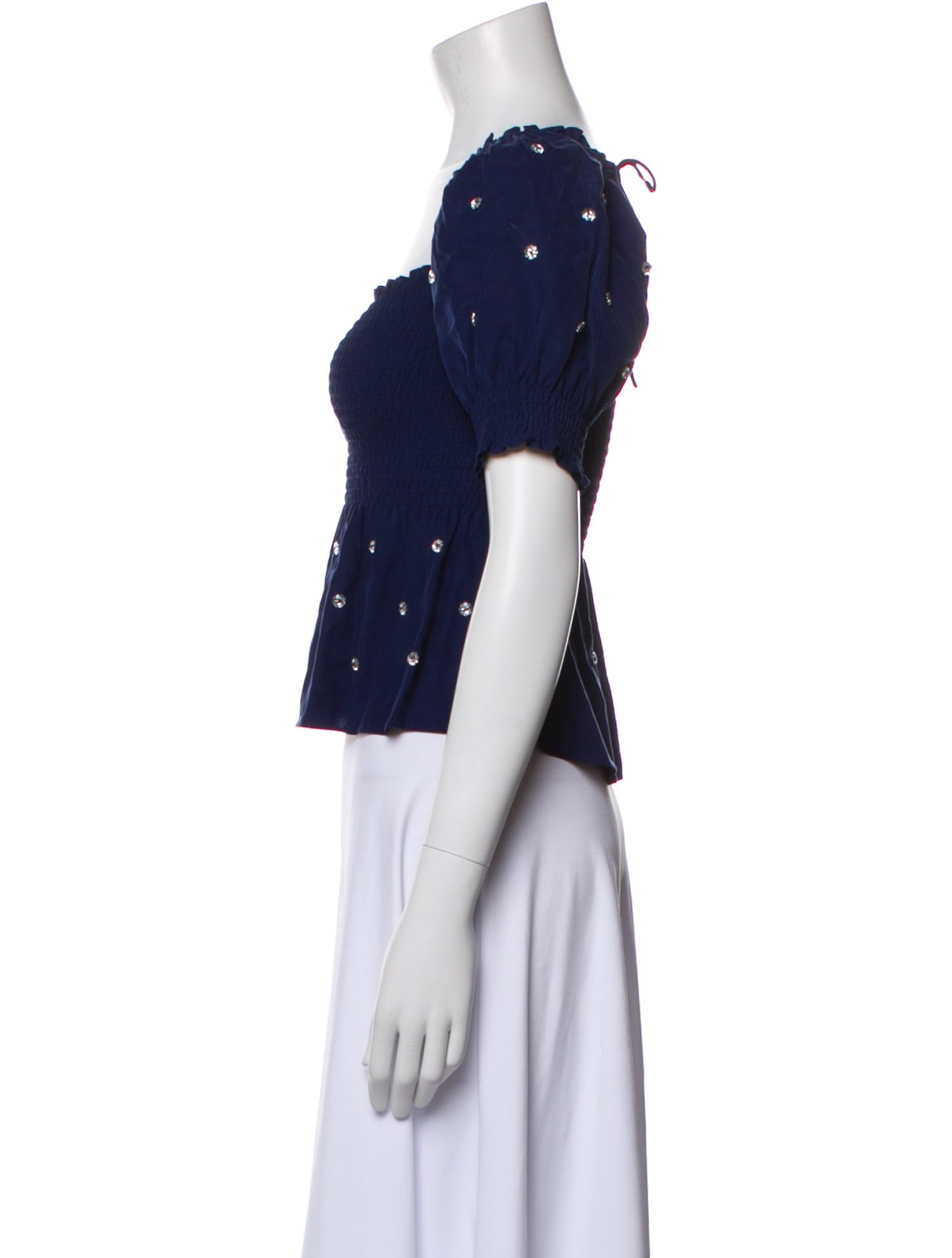 LoveShackFancy Square Neckline Short Sleeve Crop Top