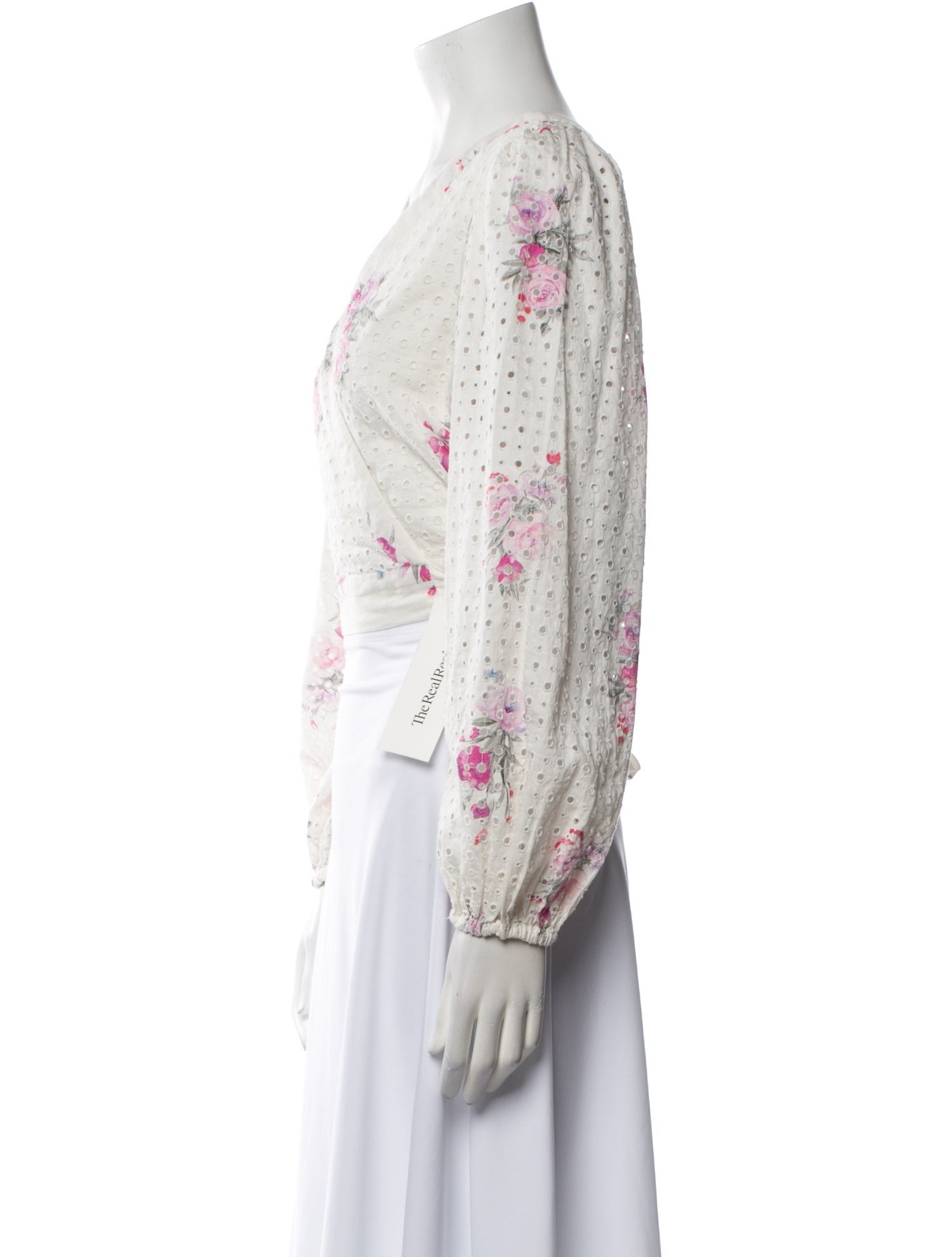 LoveShackFancy Floral Print V-Neck Crop Top