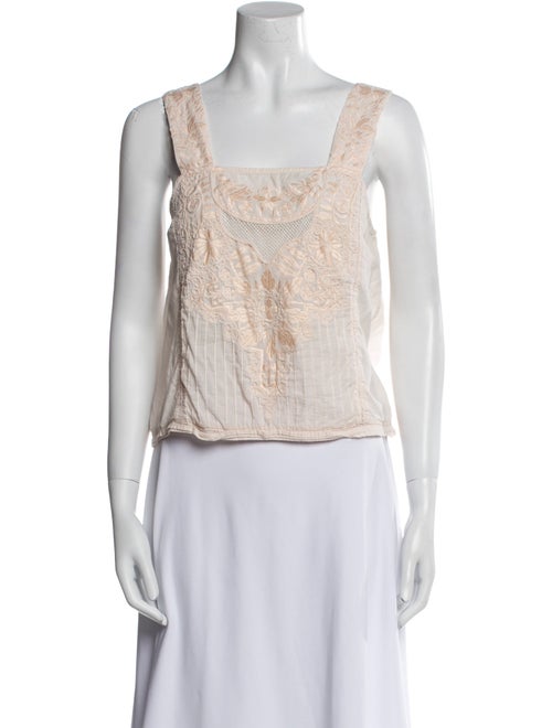 LoveShackFancy Square Neckline Sleeveless Crop Top