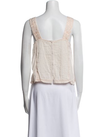 LoveShackFancy Square Neckline Sleeveless Crop Top