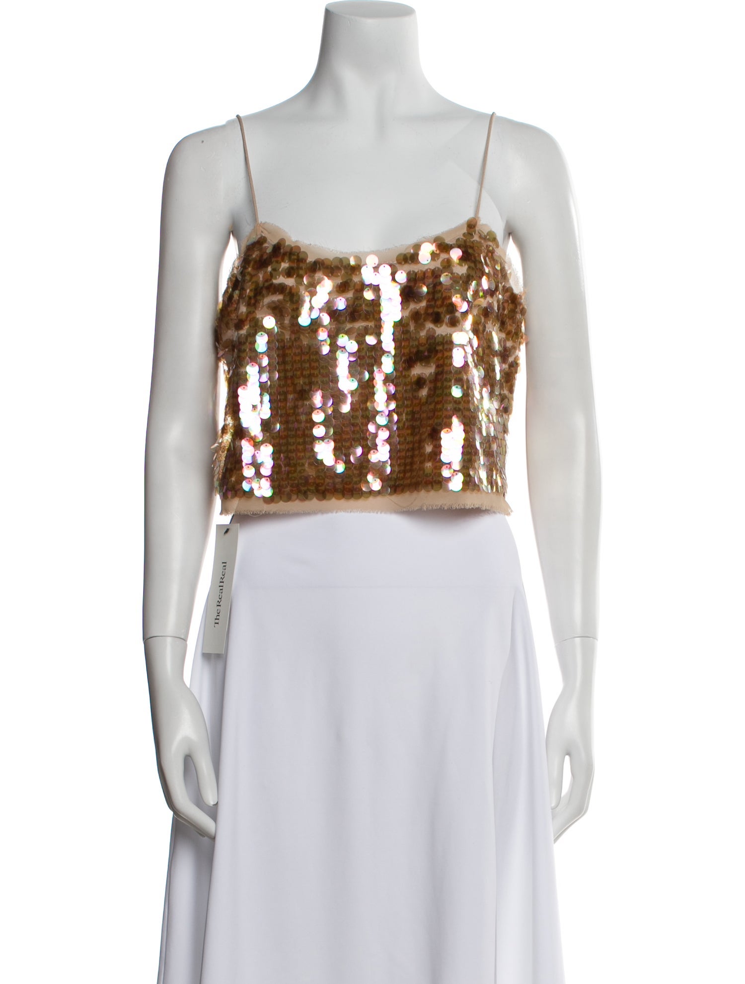 LoveShackFancy Square Neckline Sleeveless Crop Top