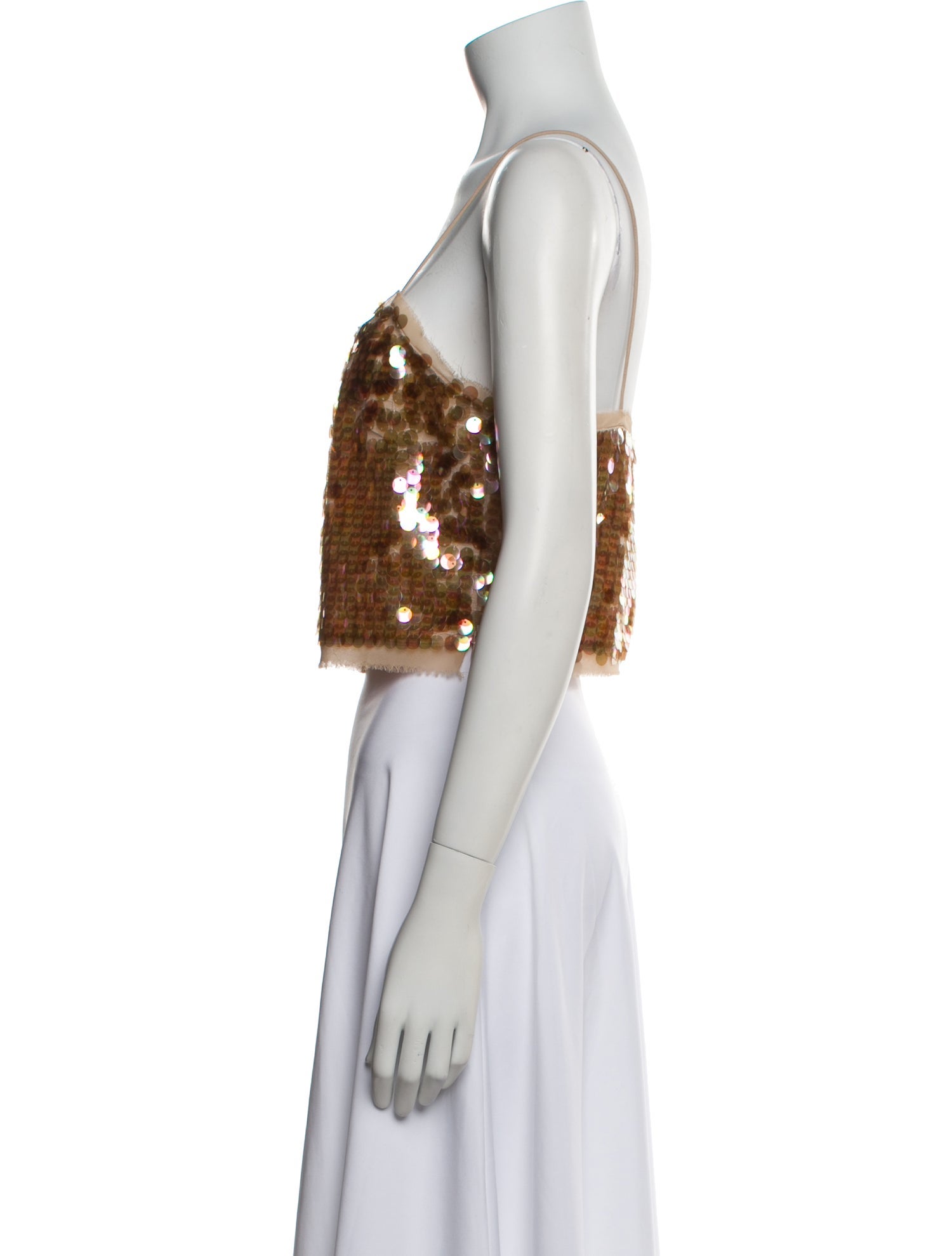 LoveShackFancy Square Neckline Sleeveless Crop Top