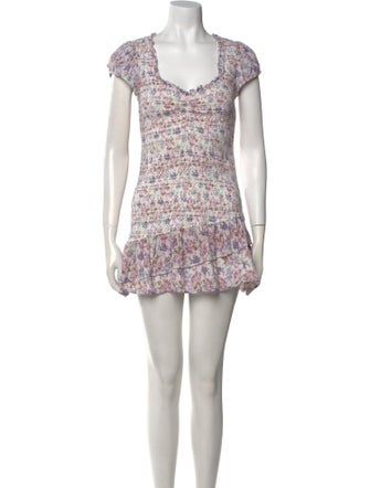 LoveShackFancy Floral Print Mini Dress