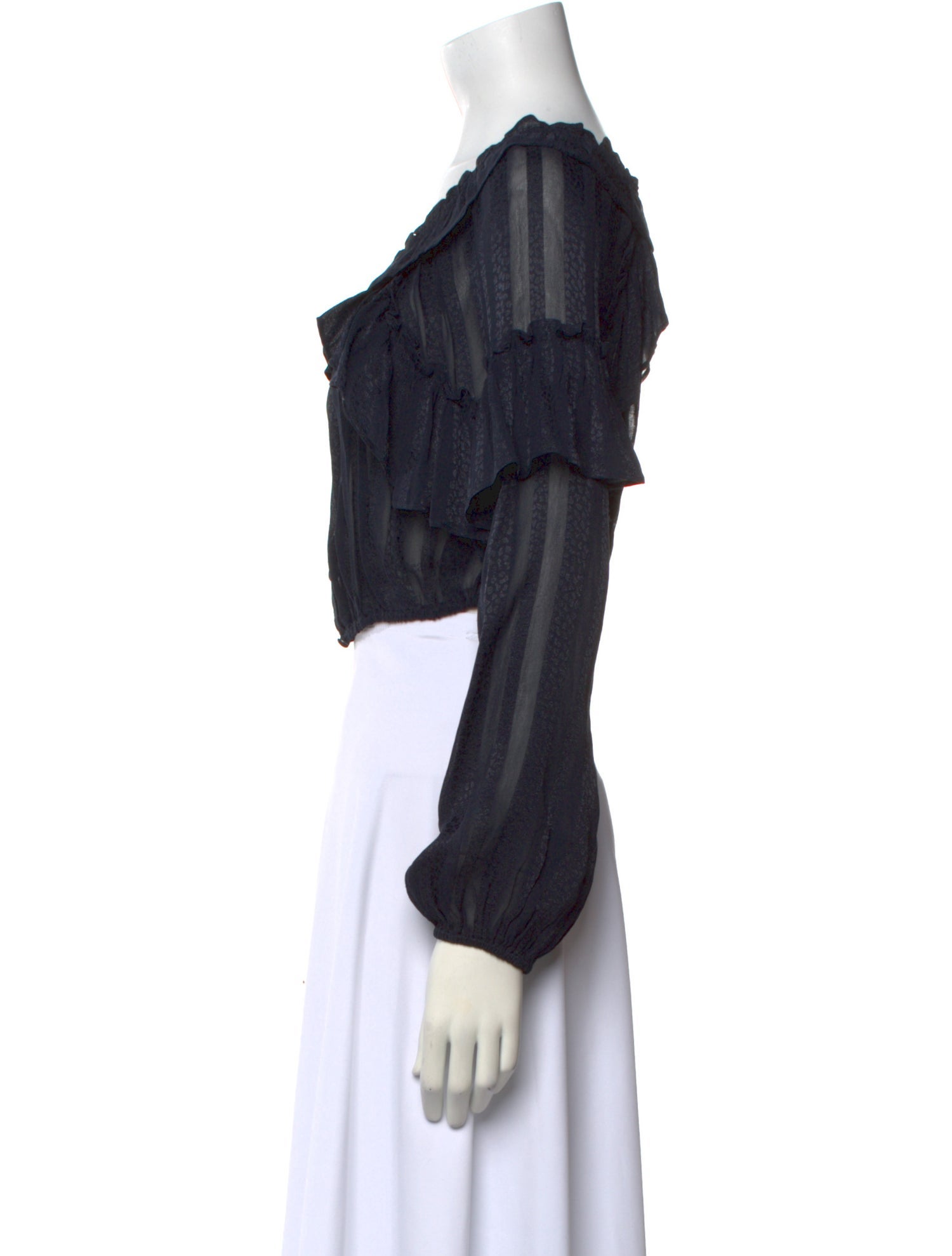 LoveShackFancy Off-The-Shoulder Long Sleeve Crop Top