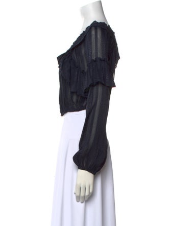 LoveShackFancy Off-The-Shoulder Long Sleeve Crop Top