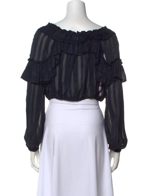 LoveShackFancy Off-The-Shoulder Long Sleeve Crop Top