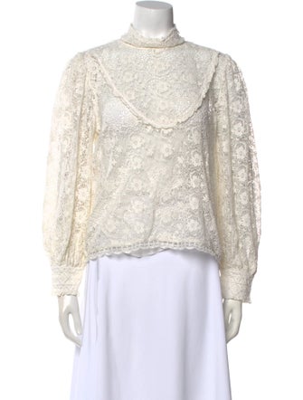 LoveShackFancy Mock Neck Long Sleeve Sweatshirt