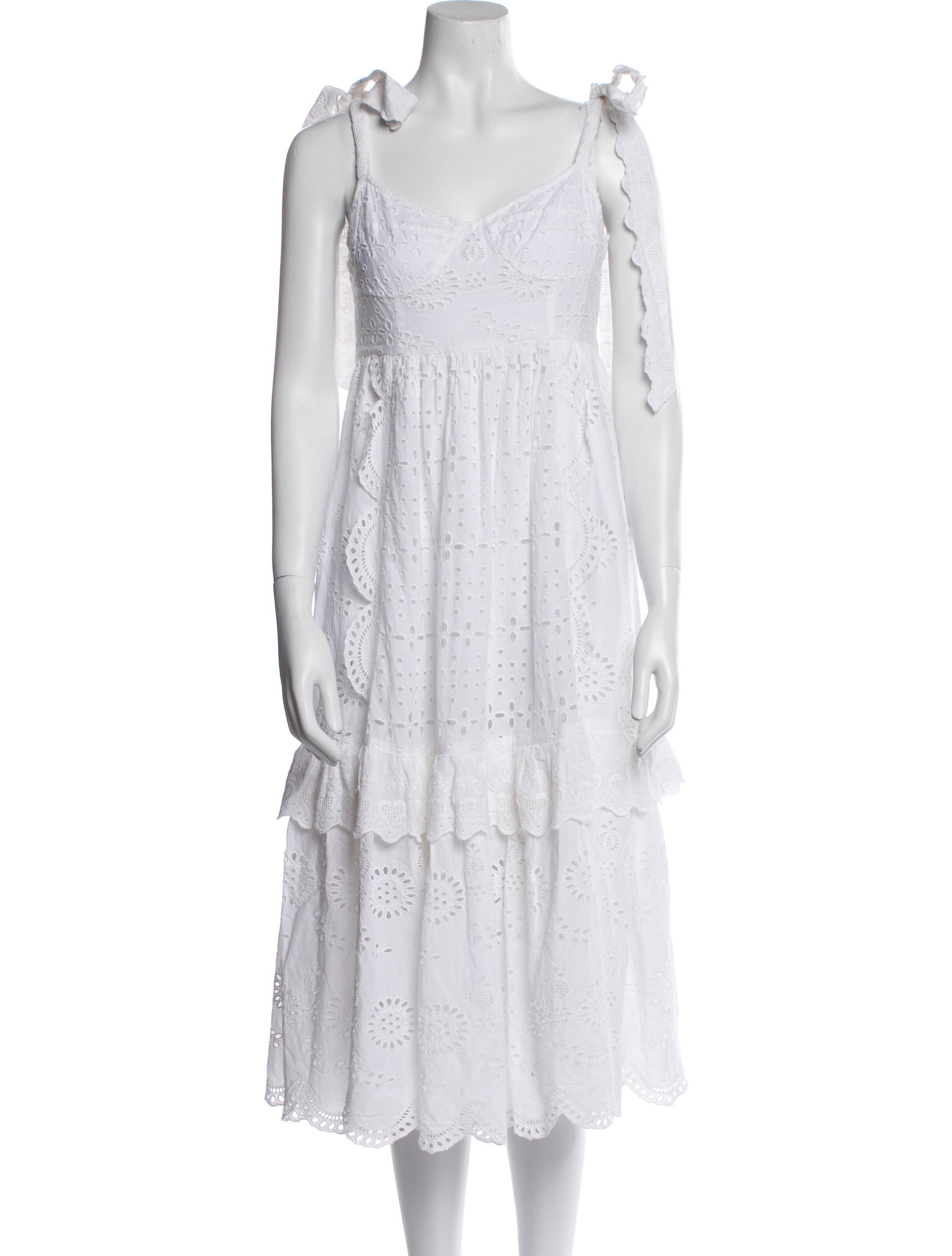 LoveShackFancy V-Neck Midi Length Dress