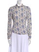 LoveShackFancy Floral Print Mock Neck Top