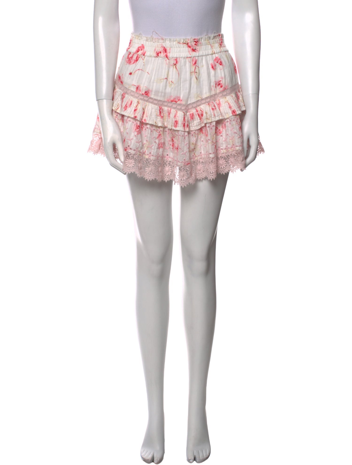 LoveShackFancy Floral Print Mini Skirt