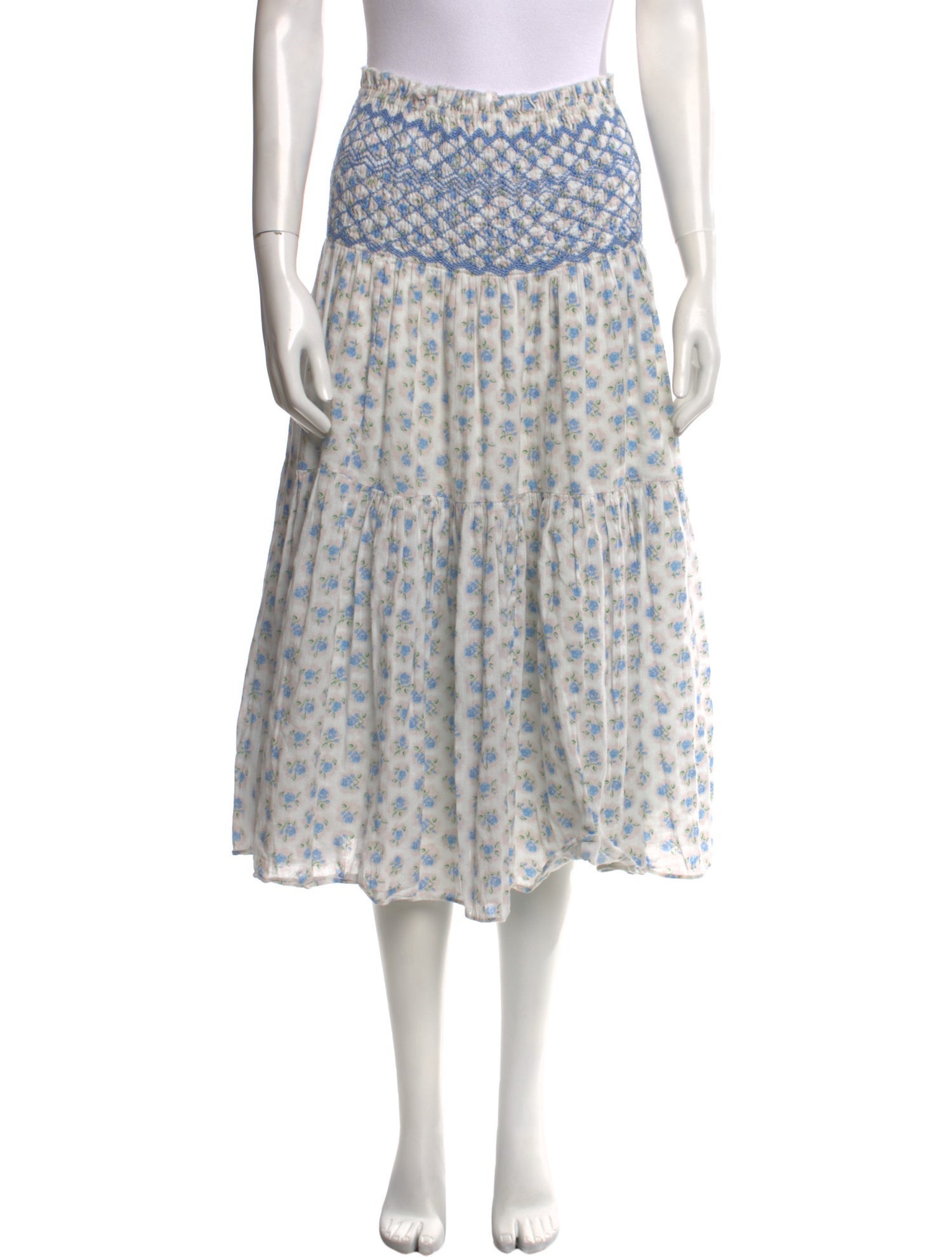 LoveShackFancy Printed Midi Length Skirt