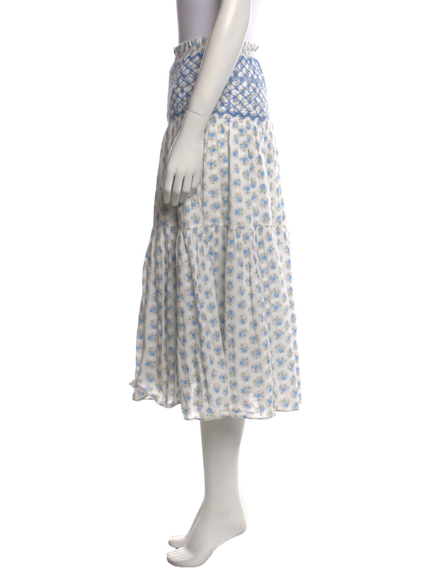 LoveShackFancy Printed Midi Length Skirt