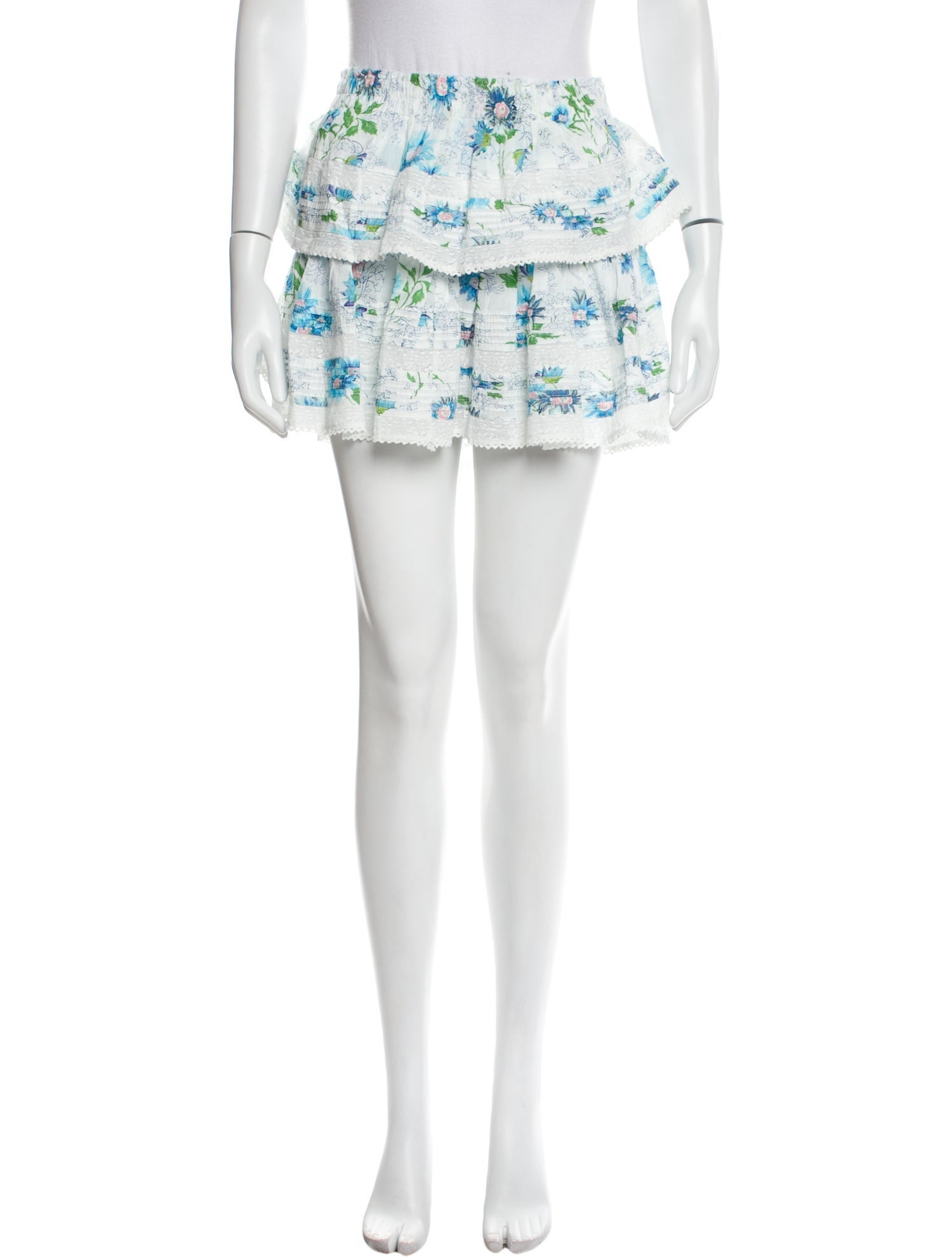 LoveShackFancy Floral Print Mini Skirt