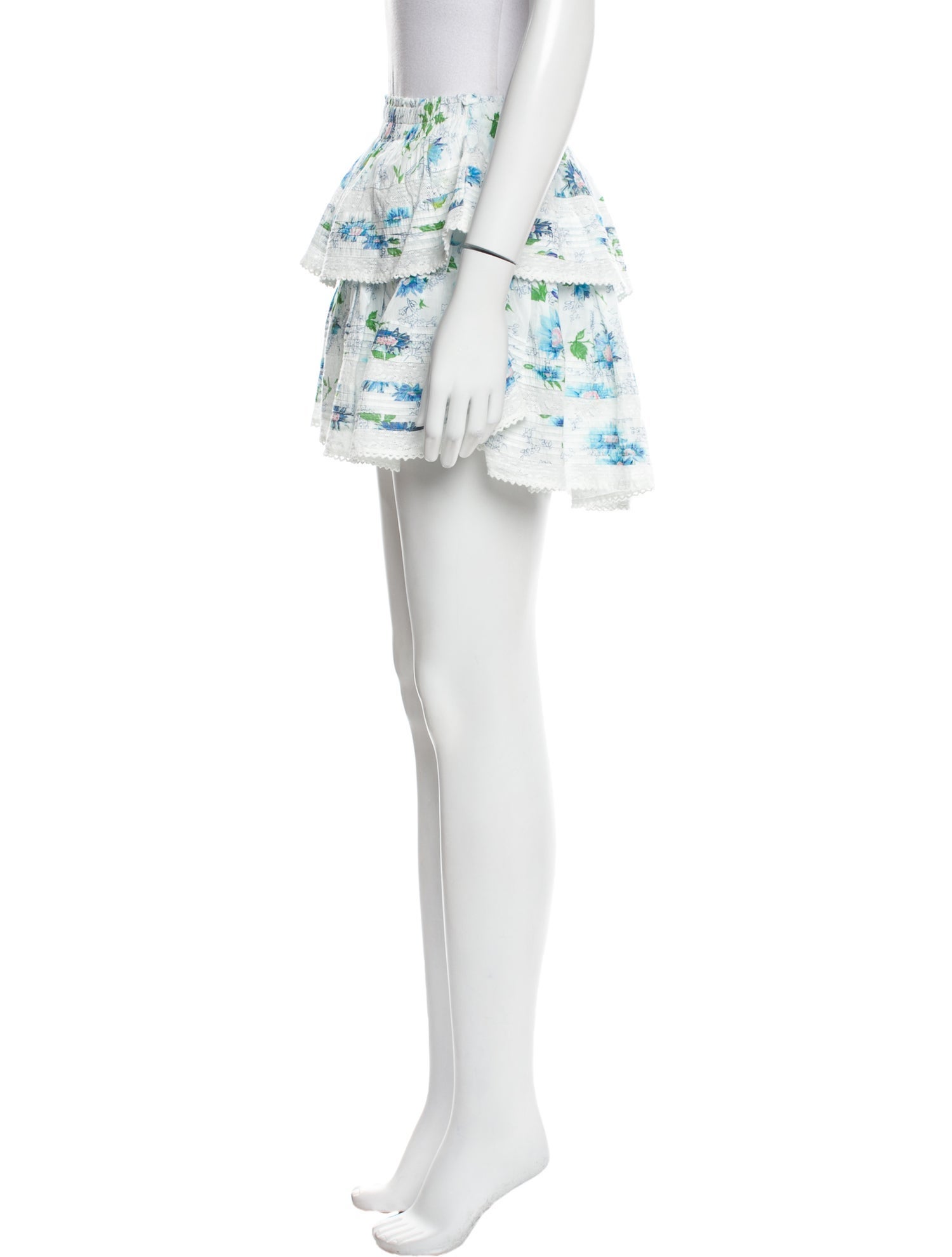 LoveShackFancy Floral Print Mini Skirt