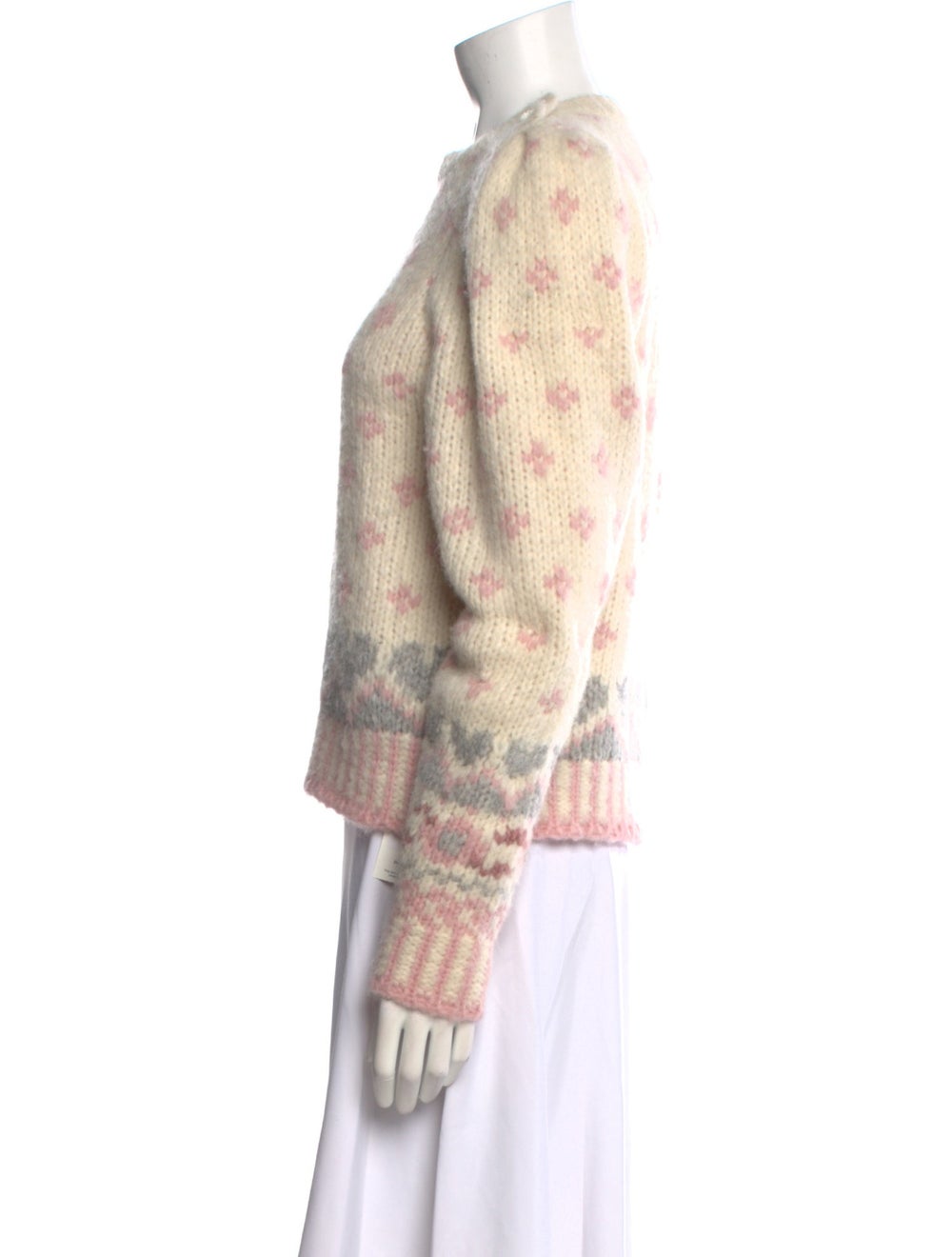 LoveShackFancy Alpaca Pullover Neutrals Printed L… - image 2