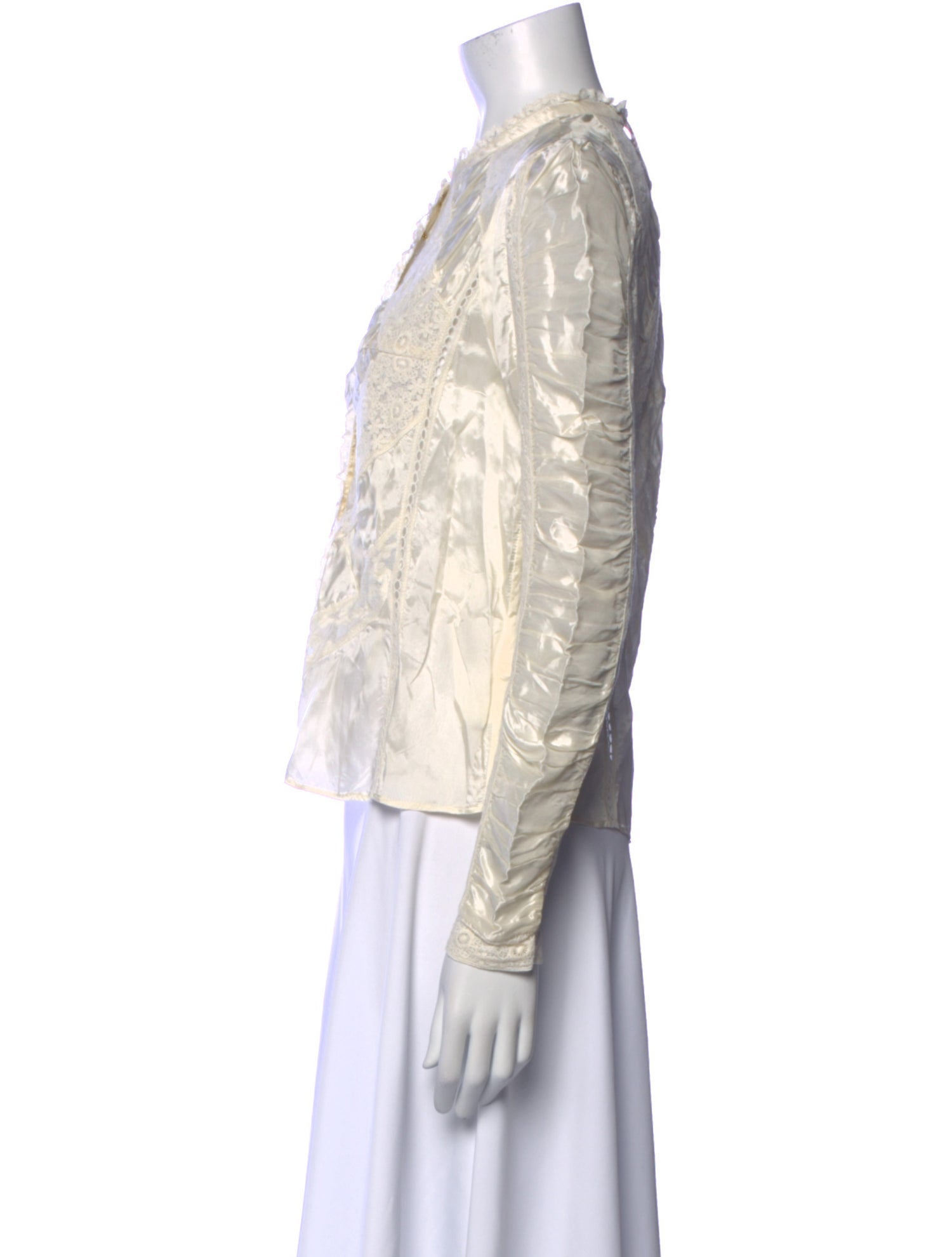 LoveShackFancy Mock Neck Long Sleeve Button-Up Top w/ Tags