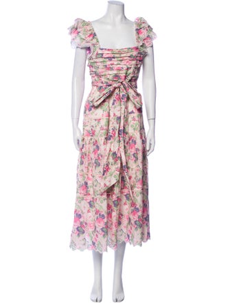 LoveShackFancy Floral Print Long Dress