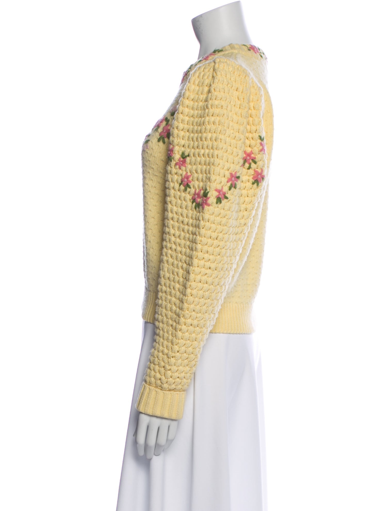 LoveShackFancy Floral Print Crew Neck Sweater