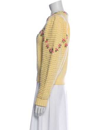 LoveShackFancy Floral Print Crew Neck Sweater