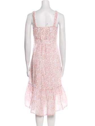 LoveShackFancy Floral Print Midi Length Dress