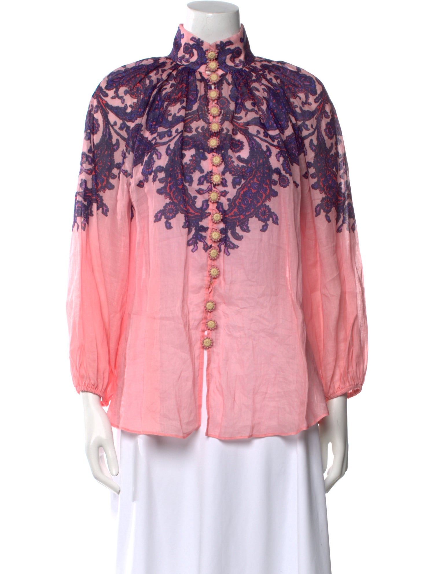 LoveShackFancy Floral Print Mock Neck Blouse w/ Tags