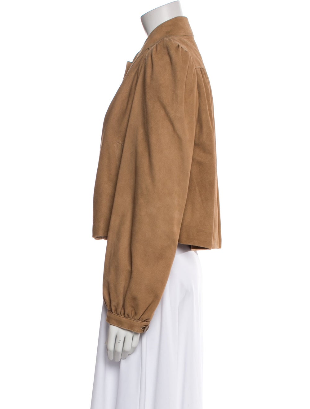 LoveShackFancy Lamb Leather Jacket Brown Pointed … - image 2