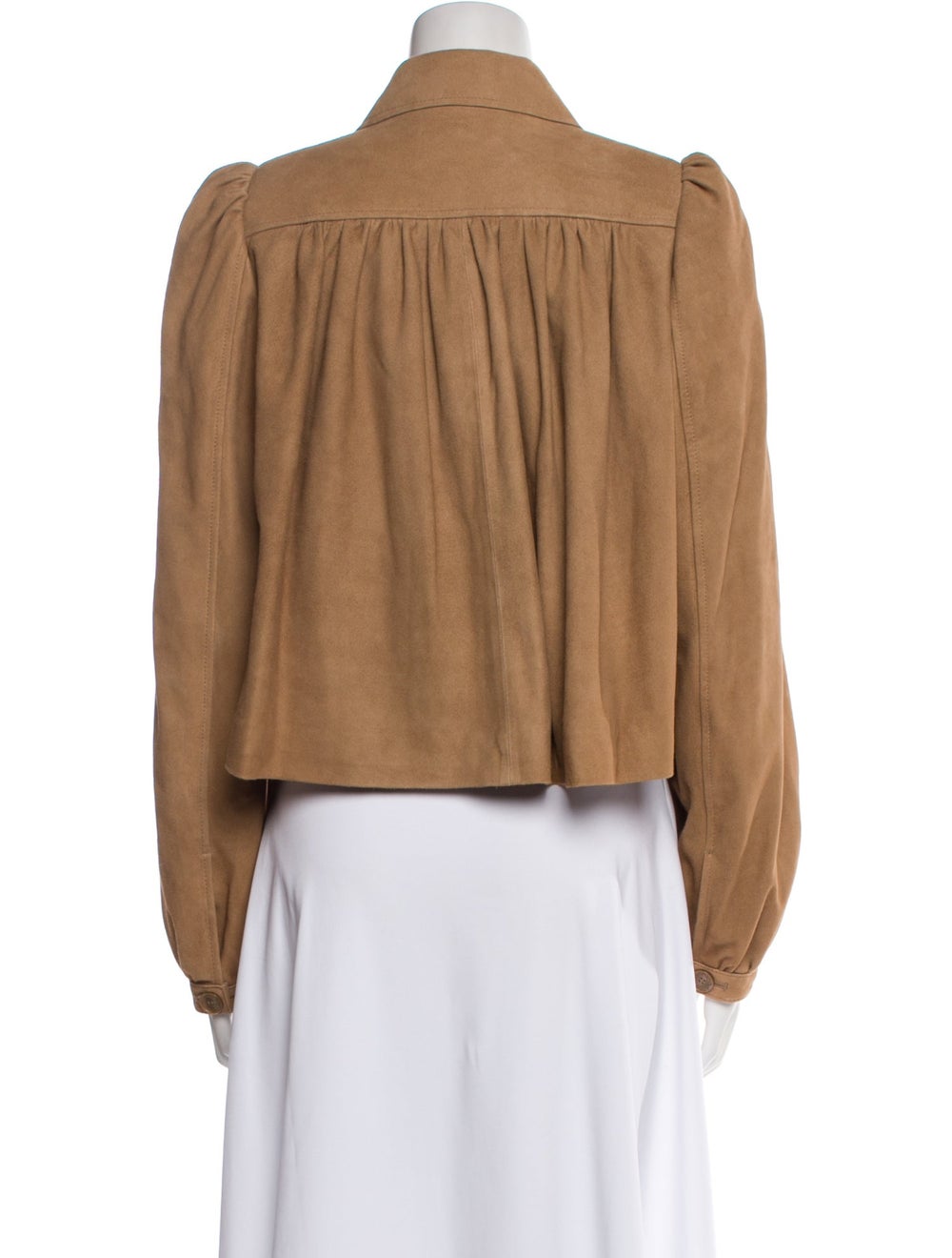 LoveShackFancy Lamb Leather Jacket Brown Pointed … - image 3