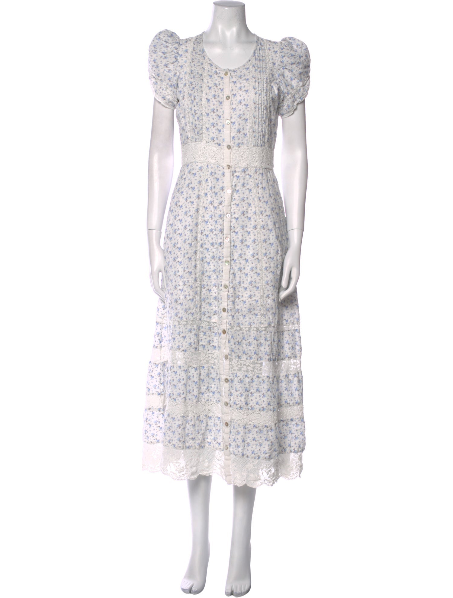 LoveShackFancy Floral Print Midi Length Dress