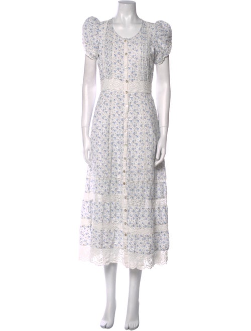 LoveShackFancy Floral Print Midi Length Dress