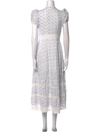LoveShackFancy Floral Print Midi Length Dress