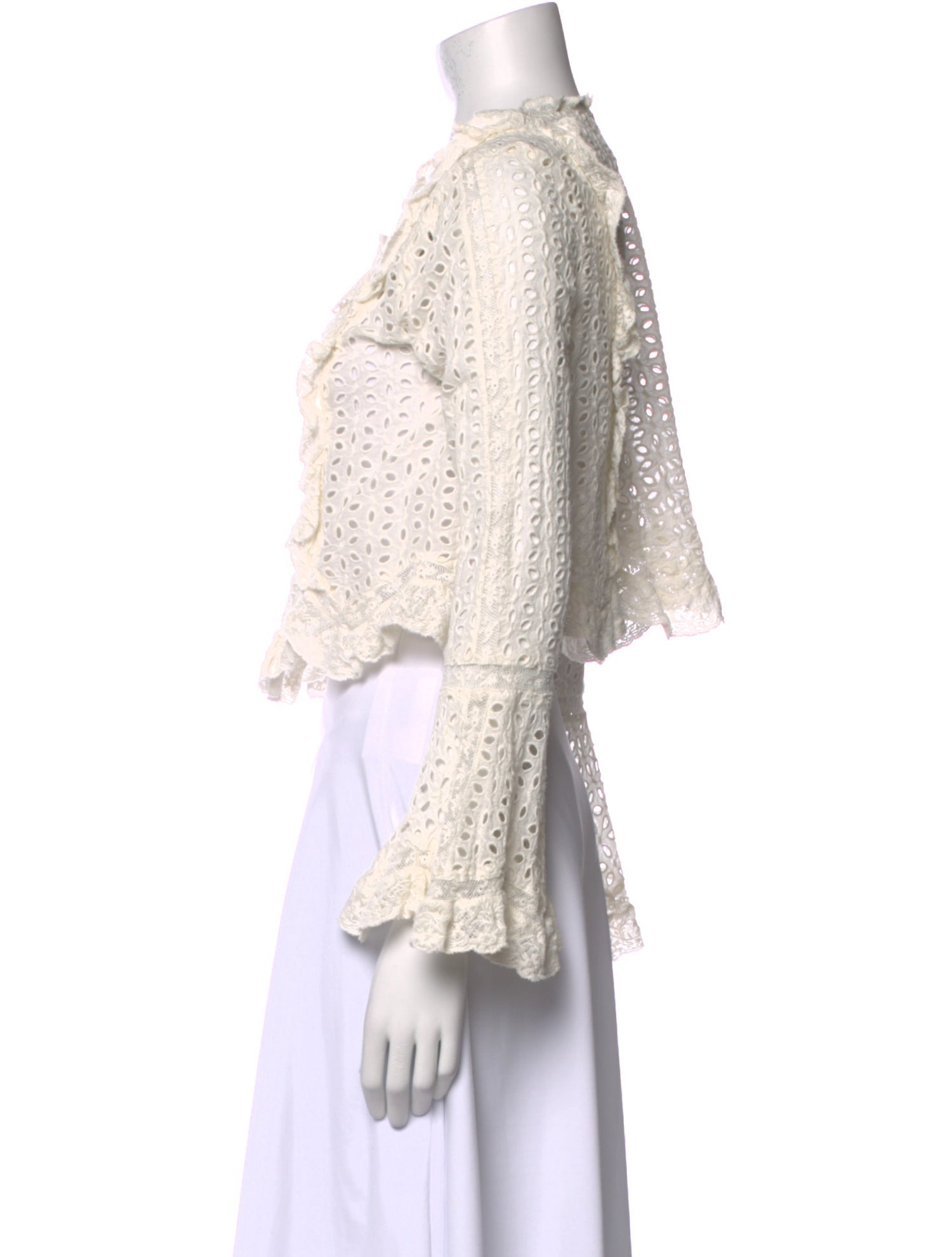 LoveShackFancy Lace Pattern V-Neck Crop Top