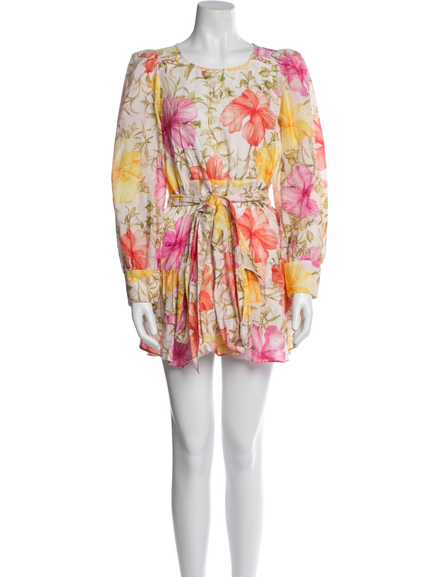 LoveShackFancy Floral Print Mini Dress