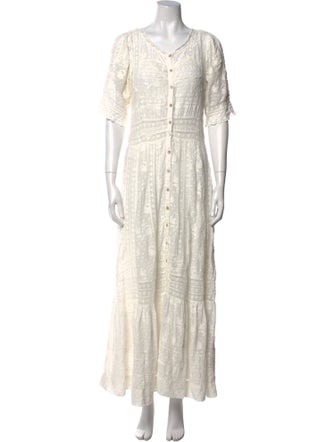 LoveShackFancy V-Neck Long Dress