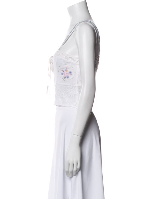 LoveShackFancy Square Neckline Sleeveless Crop Top