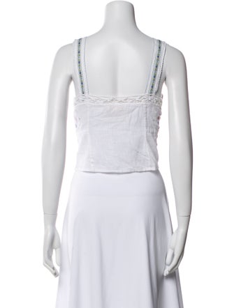 LoveShackFancy Square Neckline Sleeveless Crop Top